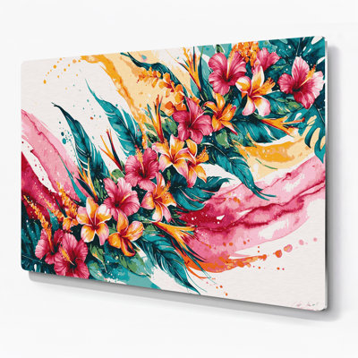 Hawaiian Flower Sprays Beige Metal Wall Art