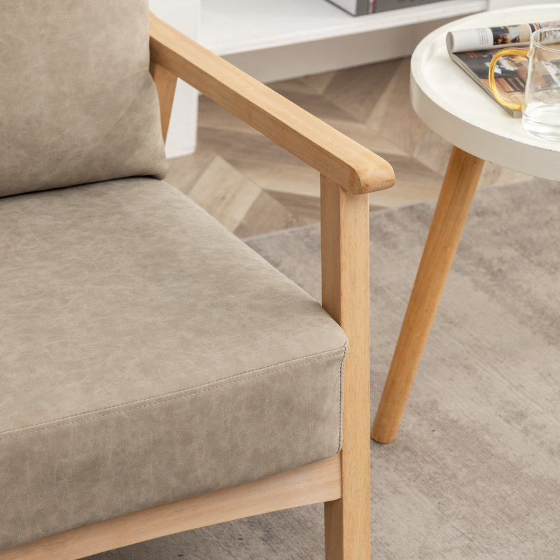 Fauteuil en polyester de 27 po Willbanks, Vintage Taupe Faux Leather