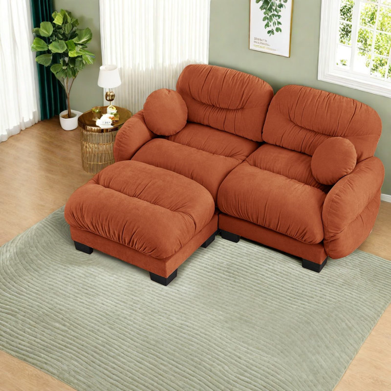 Compression Cozy Sectionals, Chenille 2 Seat Modern Home Lounge