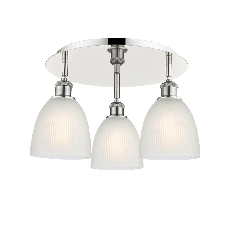 Plafonnier encastré en verre Berush, Blanc, Nickel poli