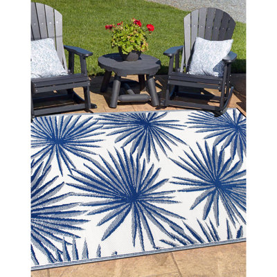 Tapis intérieur / extérieur bleu marine / ivoire Ramveer