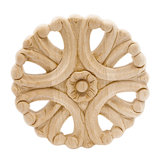 4 in x 1/2 in Unfinished Medium Hand Carved Solid Hard Maple Decorative Rosette Wood Applique