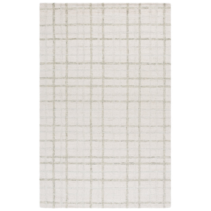 Plaid Wool Hand Tufted Area Rug, Rectangle 91 x 152 cm