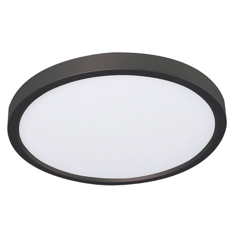 LED Flush Mount, Black, 0.67" H x 8" W x 8" D