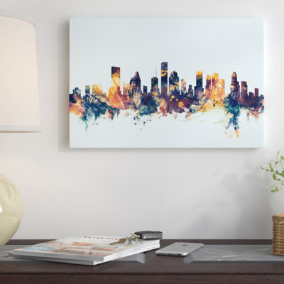 " Houston, Texas, USA On Blue " by Michael Tompsett
