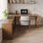 86.61"Dark walnut L-Shaped Solid Wood Office Sets
