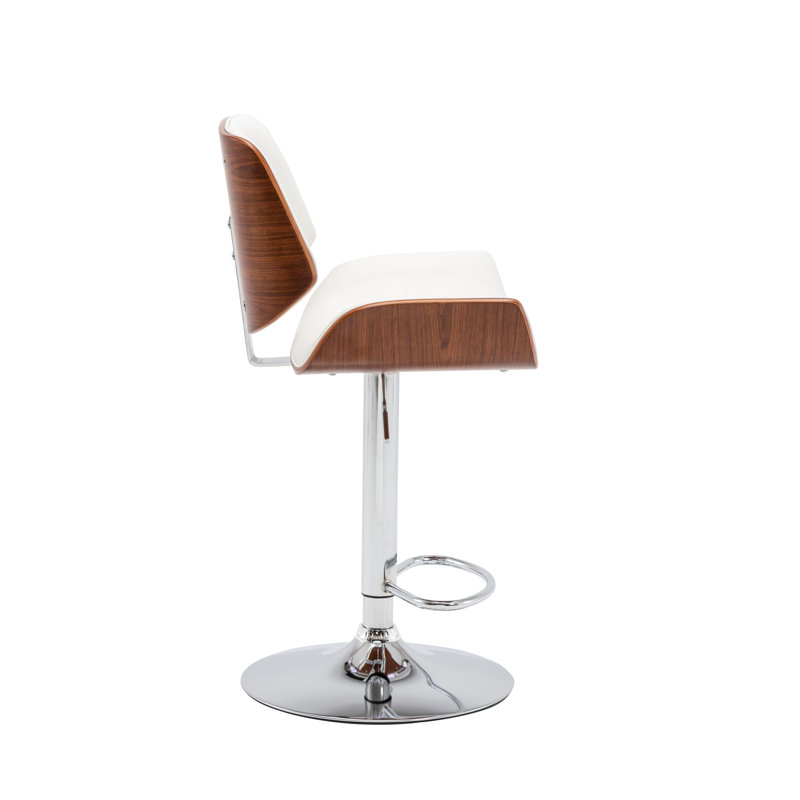 Litton Height Adjustable Swivel Faux Leather Bar Stool, White