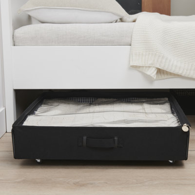 Martha Stewart Home Storage Organization Under the Bed For Clothes, Shoes, Blankets Collapsible Stackable Bin Container with Handles, Wheels and Clear Zip Top