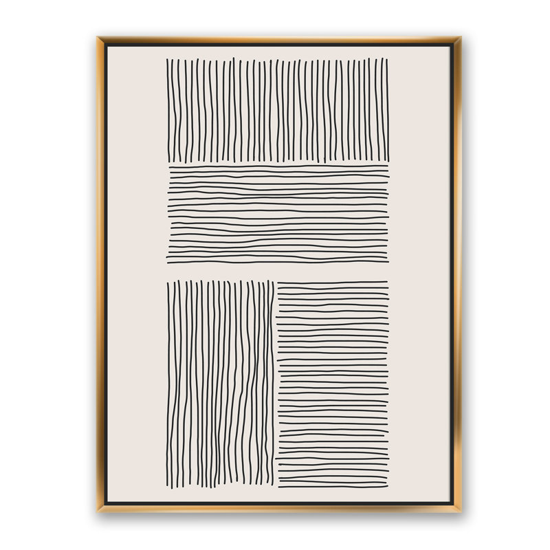 «Minimal Geometric Lines and Squares IV», reproduction encadrée sur toile, H 40 po x l 30 po x P 1,5 po, Toile encadrée d'or