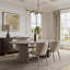Modern 86" Grey Oval Dining Table Set With 6 Beige Fabric Side Chairs