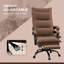 Fauteuil de bureau vibrant et chauffant, microfibre brune, accoudoir, repose-pieds, 6 points inclinables, 6 chauffants, double rembourrage, revêtement
