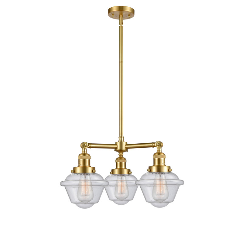 Lustre classique 3 lumières à abat-jour Baptiste, Ampoule DEL 6 watts rétro, Grainé, Chrome poli