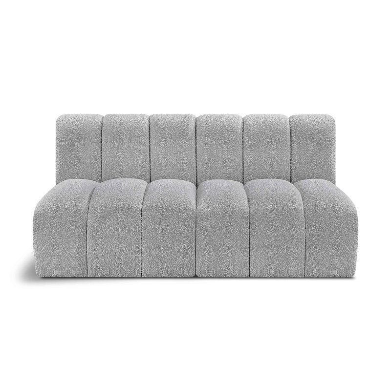 Canapé et méridienne rembourrés Hiral, Tissu gris bouclé