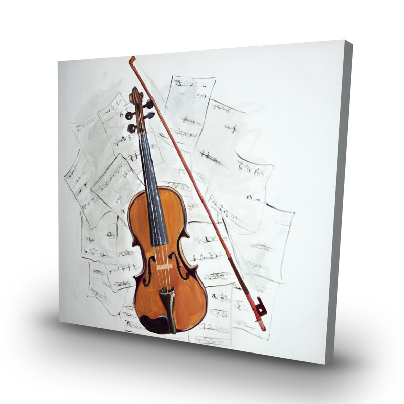 Violin on music sheet - 32"x32" art on canvas