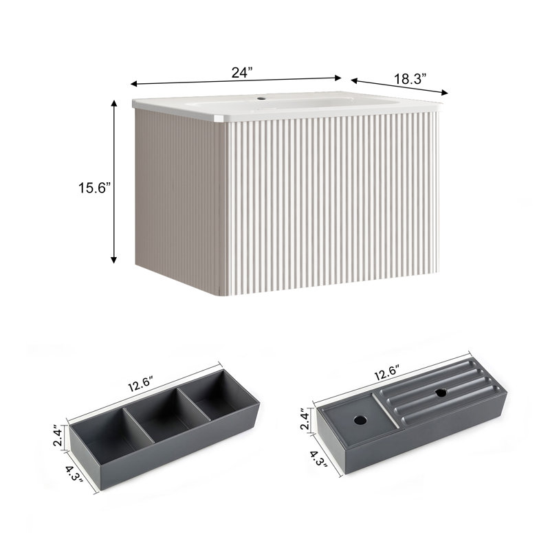 Meuble-lavabo simple 24 po avec lavabo en céramique, Blanc