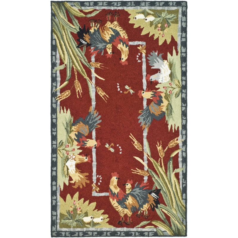 Tapis floral en laine crocheté à la main Kinchen, Rectangle 2 pi 9 po x 4 pi 9 po