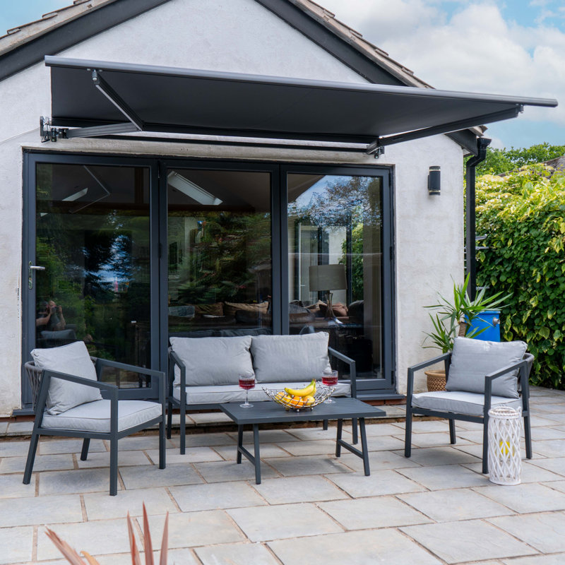 Kos Modern Grey Wicker Rope and Metal Garden Sofa Set with Cushions
