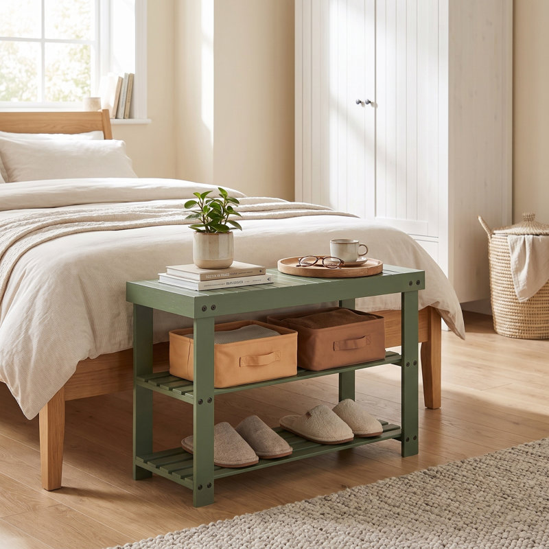 Kankakee Bamboo Shoe Bench, Green