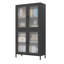 Armoire de rangement classique en métal avec 4 portes en verre et 4 tablettes avec armoire et armoire latérale pour bureau à domicile, salon, cuisine, couloir