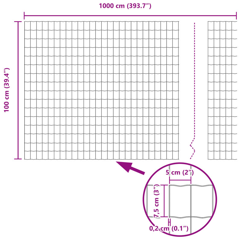 Steel Border Fencing, 100 x 1000 x 0.2 cm