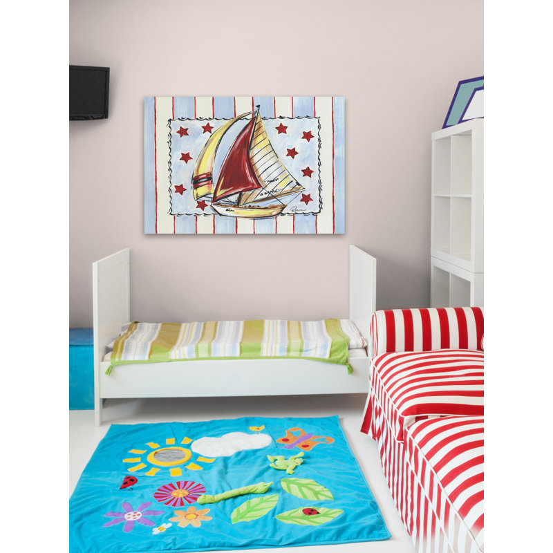 Colorful Sailboat Painting Print on Wrapped Canvas, 20" x 14"