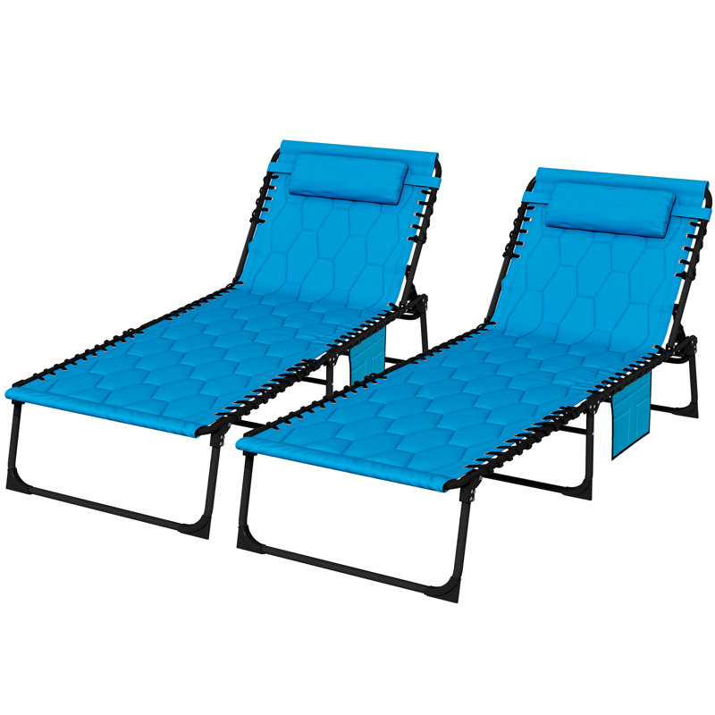 Chaise longue d'extérieur en métal Vincenza, Bleu, 2