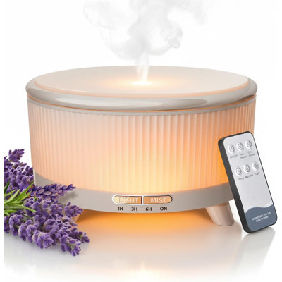 Diffuseur d'huiles essentielles 500 ml, humidificateur ultrasonique à brume fraîche longue durée (20 heures) avec télécommande, éclairage DEL 7 couleurs, minuterie et arrêt automatique. Parfait pour la maison, la chambre et le yoga.