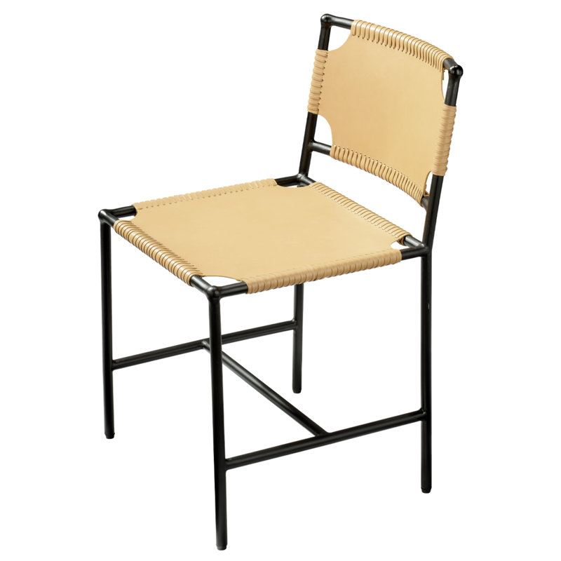 Chaise d'appoint rembourrée en cuir Asher, Brun