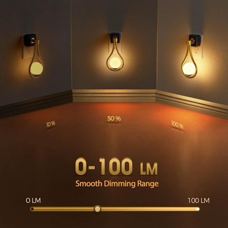 Veilleuse DEL, à brancher sur secteur, intensité lumineuse réglable de 0 à 100 lm | Veilleuse rotative à 330° avec capteur crépusculaire, luminosité ajustable, idéale pour les enfants, la salle de bain, la chambre, le corridor, ensemble de 2