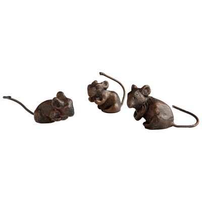 Ensemble de 3 sculptures de souris aveugles