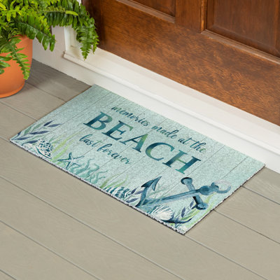 Tapis de trappeur en PVC 28 po x 16 po Blue Coastal Beach