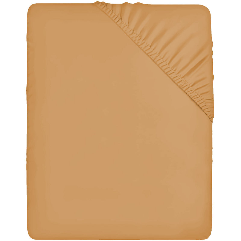 Leila Microfiber 25cm Deep Pocket Fitted Bed Sheet, Ochre, Single (3')