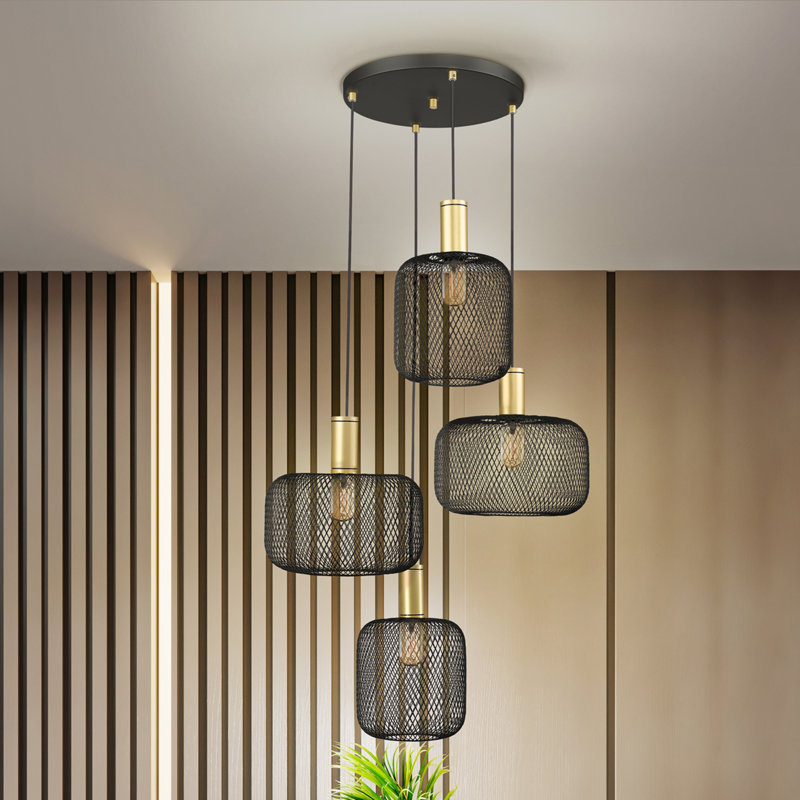 Aemilia 4 - Light Drum Pendant, Matt Black/Gold