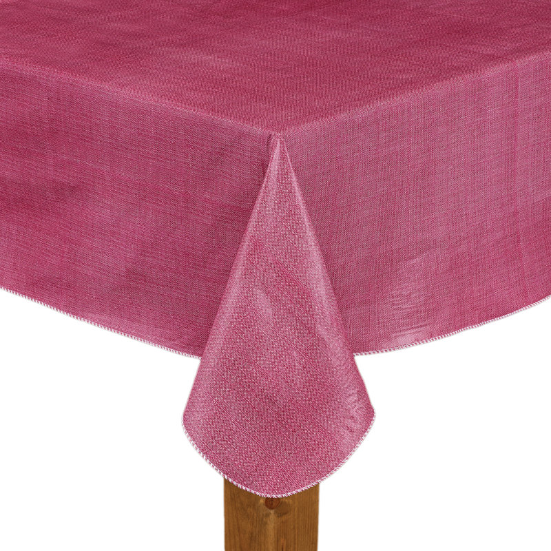 Chandley Café Deauville Scarlet Tablecloth, 70" W Round, Burgundy