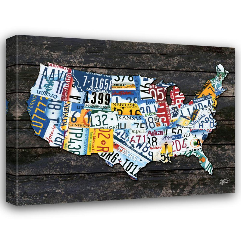 Carte de plaque minéralogique des États-Unis, H 19 po x l 24 po