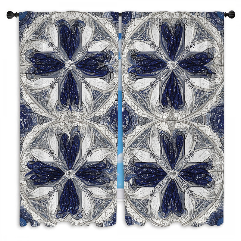 Rideaux de fenêtre géométriques complexes à motif géométrique - 2 panneaux, L 20 po x L 52 po