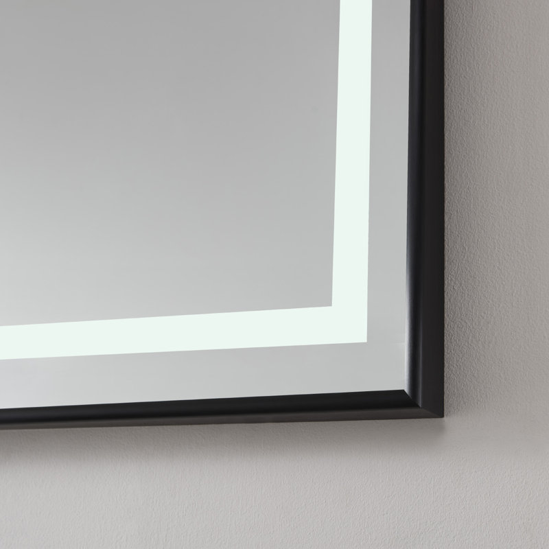 Miroir de salle de bain lumineux, Cadre noir mat