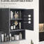 Armoire de salle de bain murale grise avec charme et étagère de rangement réglable