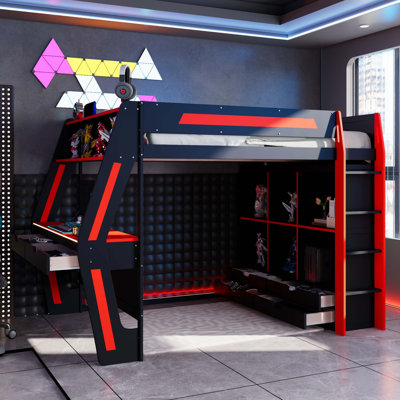 Lit mezzanine de qualité supérieure avec bureau intégré et éclairage intelligent