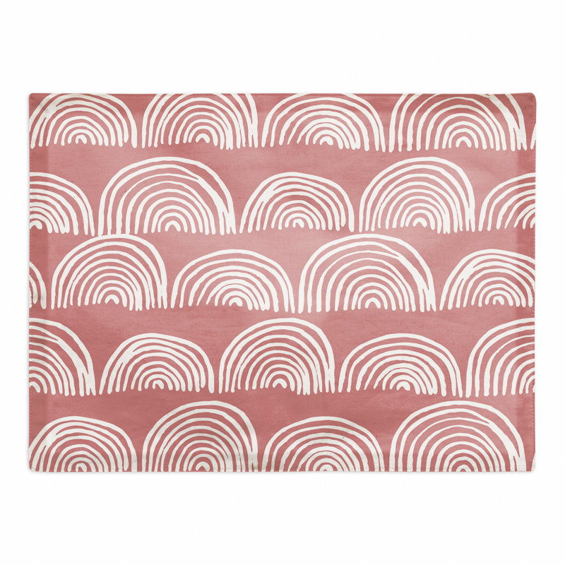 Poly Twill Abstract Rectangle Placemat, Pink
