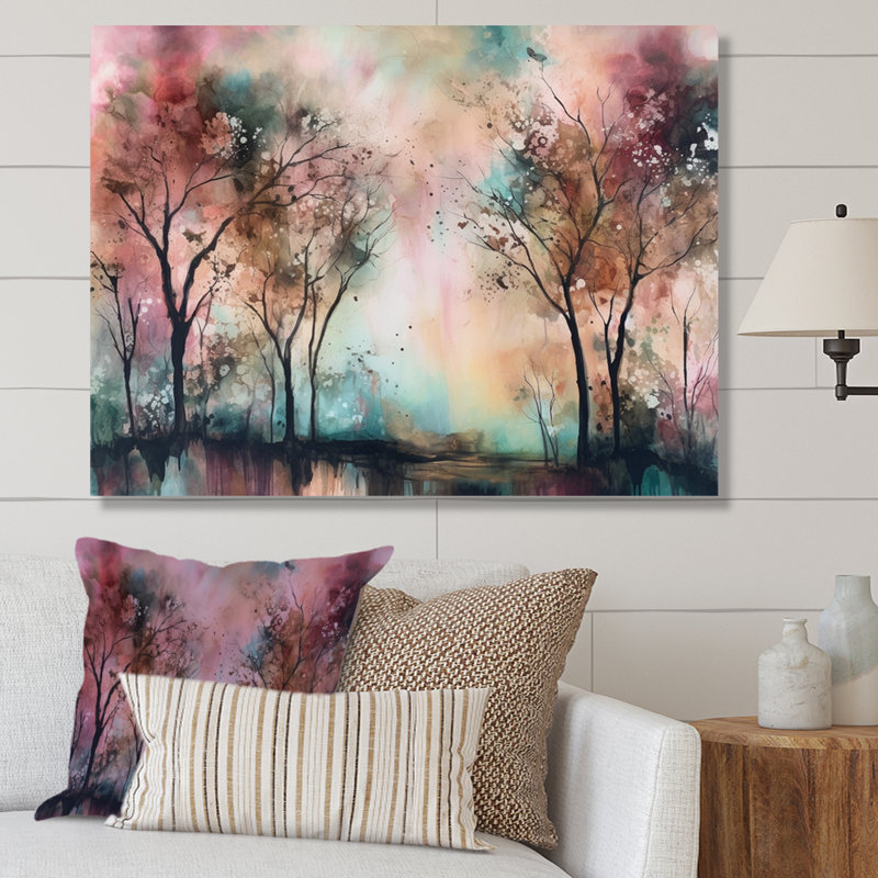 Arbres fantaisistes Rouvin I - impression, H 12 po x l 20 po x P 1 po, Toile tendue