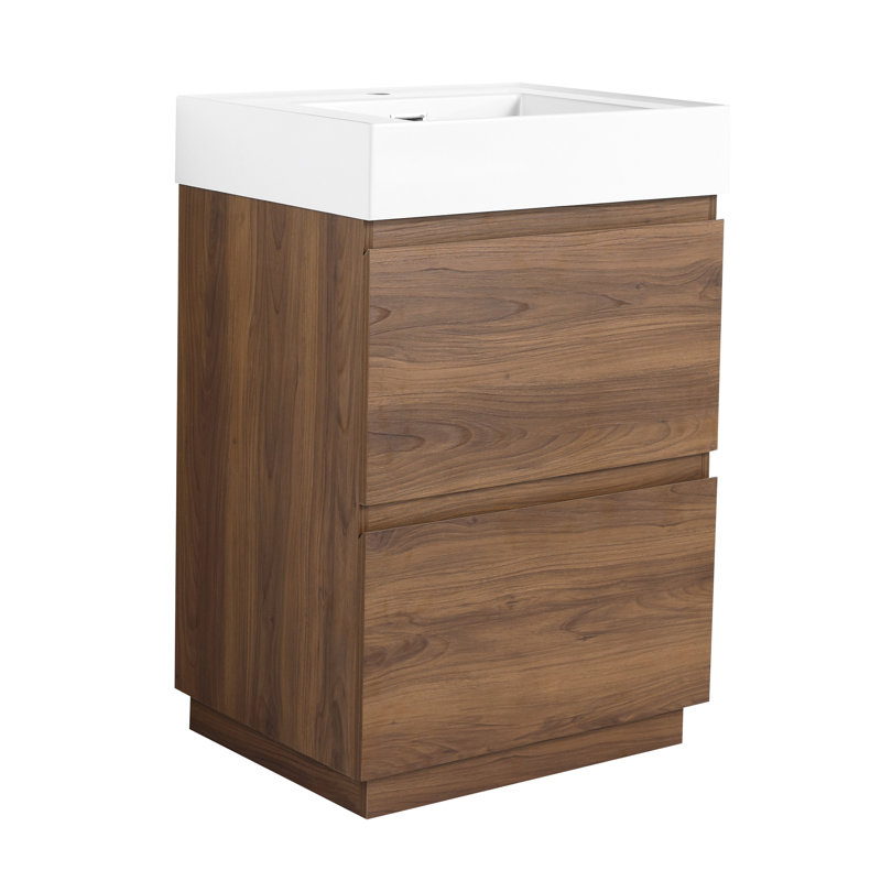 Meuble-lavabo chic avec lavabo fonctionnel et rangement abondant pour des salles de bain élégantes, Brun