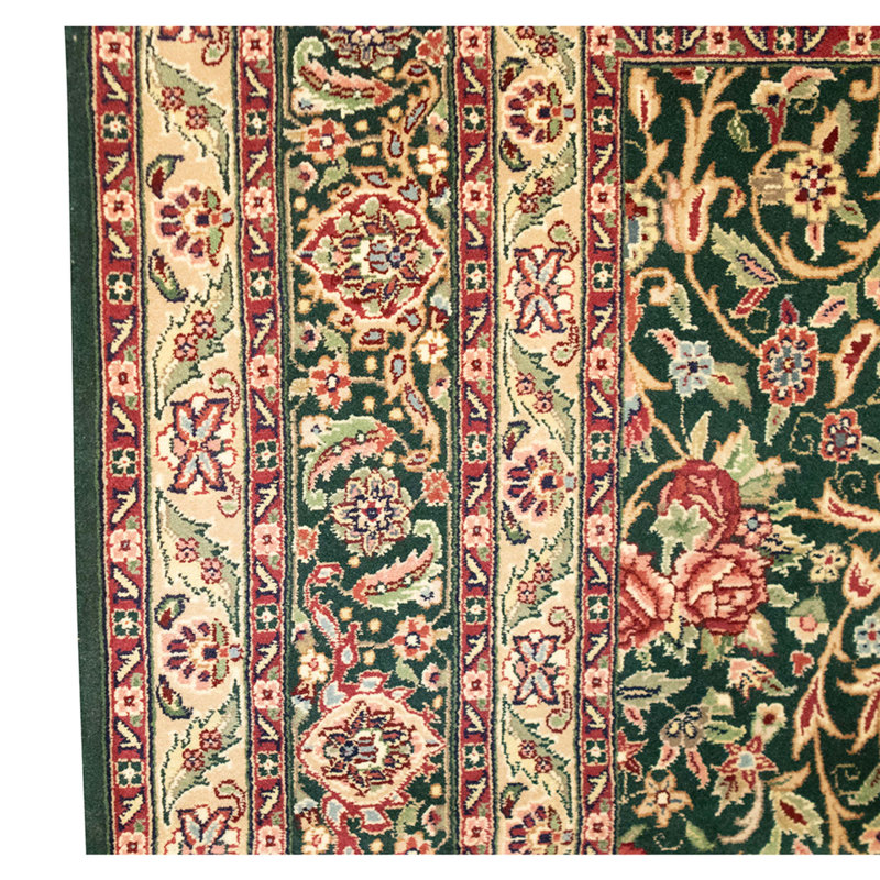 High-Quality Hand-Knotted Green Area Rug