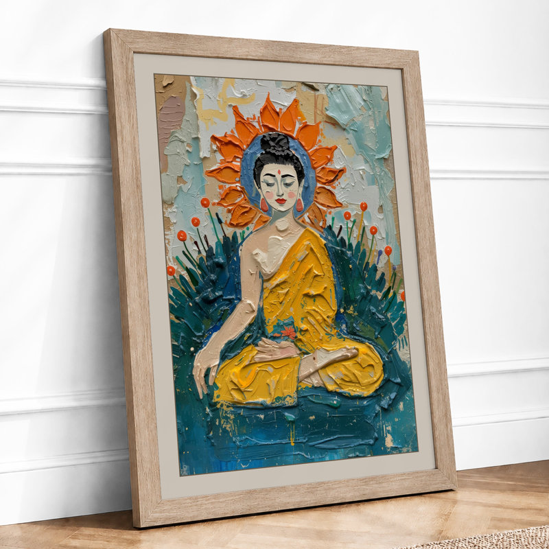 Seated in Golden Light Boho - Framed Print, A2 - 59.4 x 42.0 cm, Oak