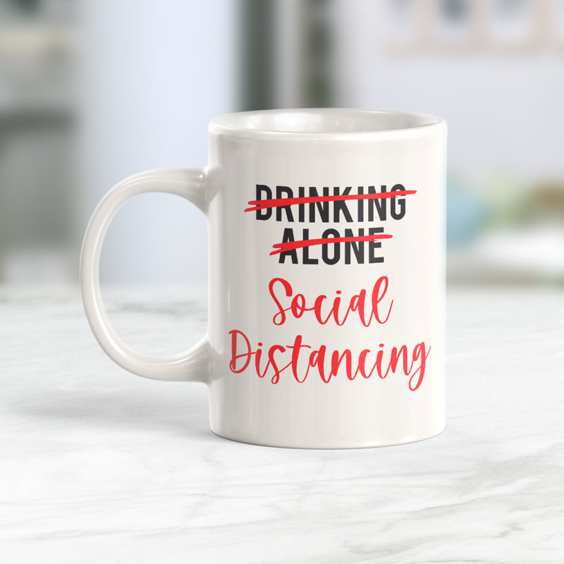 Tasse à café déversi sociale pour boire seul, 11 oz, Céramique