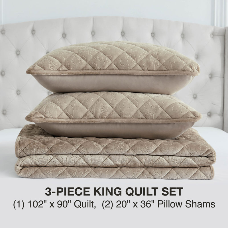 BCBG Maeve Embossed Plush Quilt Sets, King