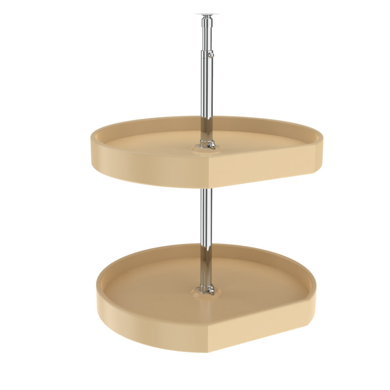 Rev-A-Shelf Polymer 2-Shelf 20" D-Shaped Lazy Susan Organizer for Corner Wall Kitchen Cabinets, Almond