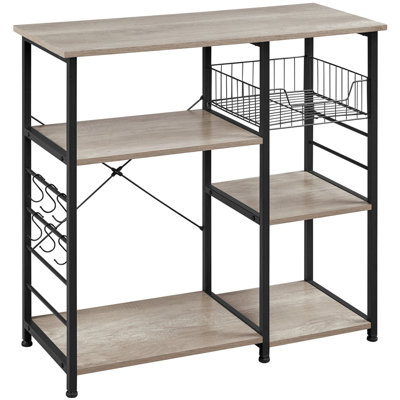 Kitchen Storage Rack Metal Frame Wood Look