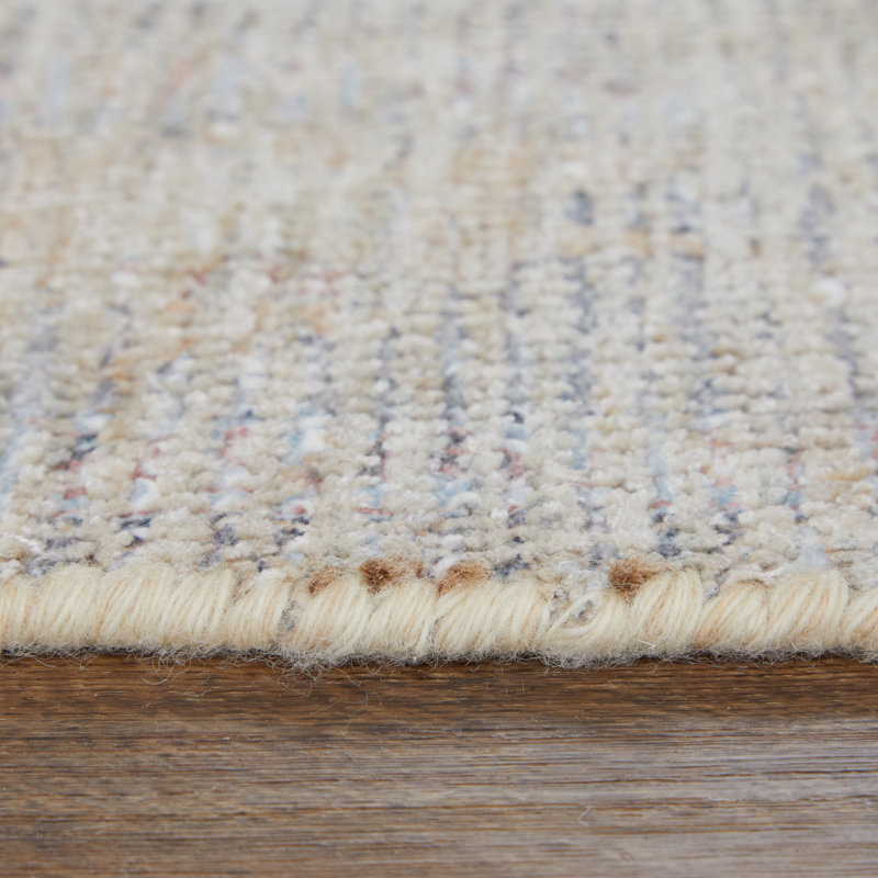 Tapis transitionnel floral et botanique, ivoire / brun clair / bleu Ramey, Rectangle 2 pi x 3 pi