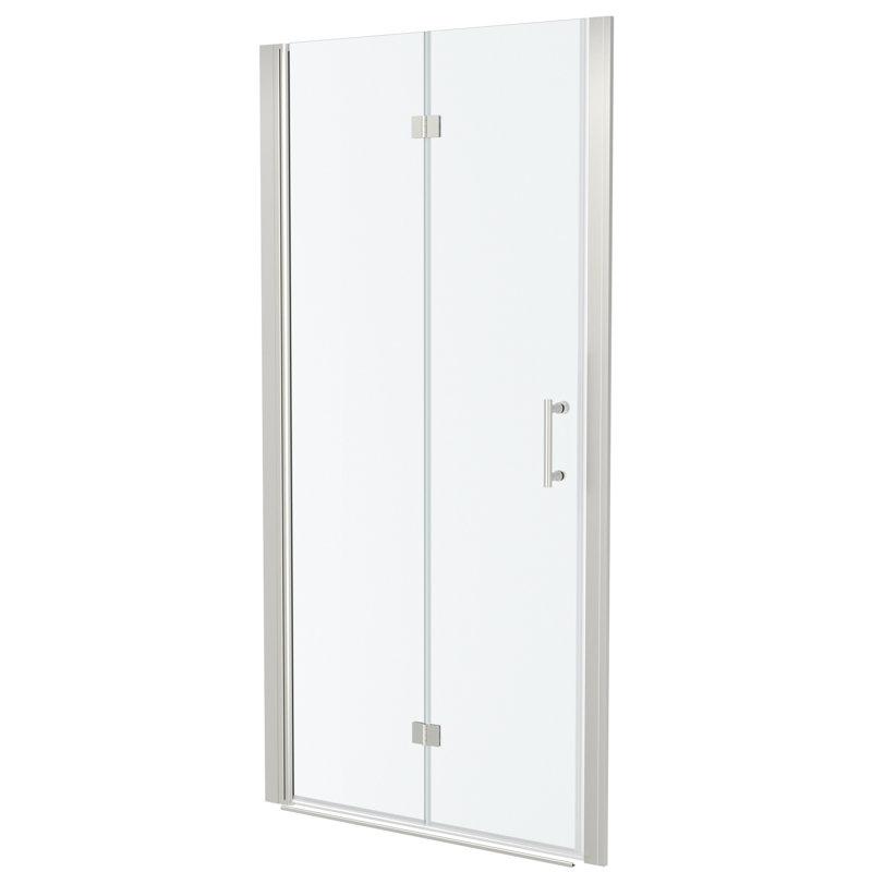 30"W X 72"H Fold Shower Door With Tempered Glass, Brushed Nickel - Flexible Installation, Long-Term Usefulness Foldable Frame, Adjustable For Wall Spacings